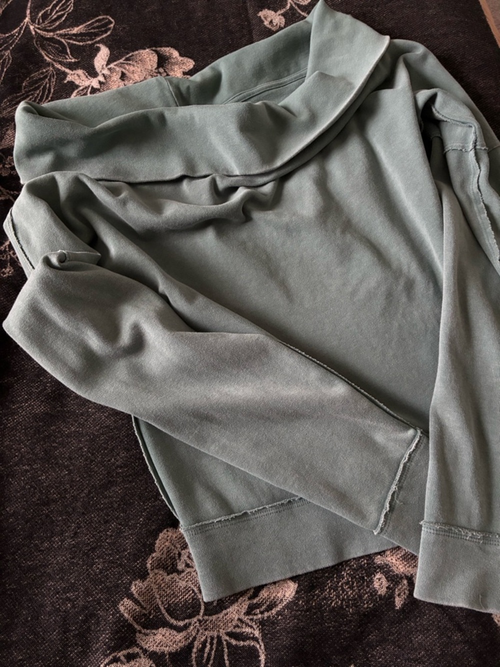 We The Free Off-the-Shoulder Dusty Blue Sweatshirt